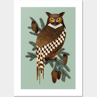 Horned Owl in the Pines Posters and Art